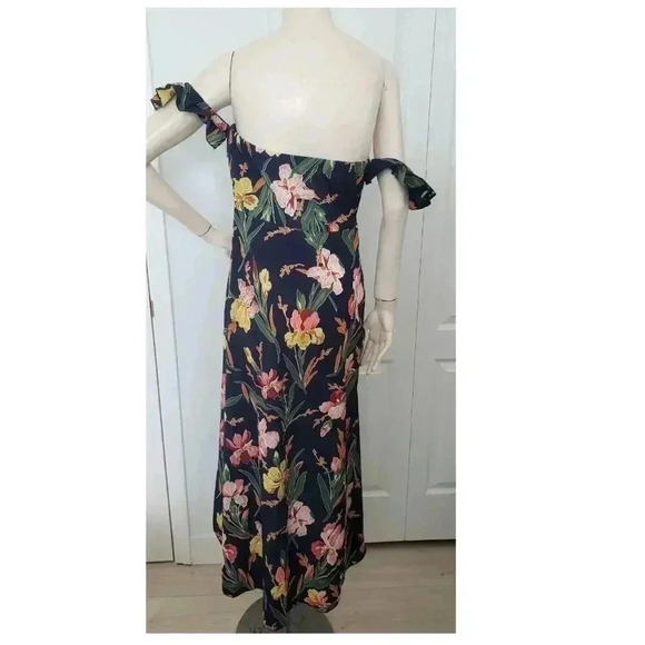 Boho Summer Floral maxi dress with slit in the front Medium Navy - Picture 7 of 11